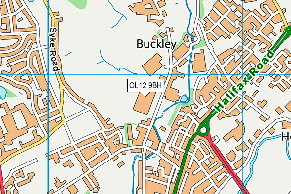 OL12 9BH map - OS VectorMap District (Ordnance Survey)