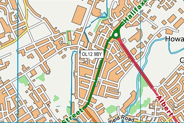 OL12 9BY map - OS VectorMap District (Ordnance Survey)