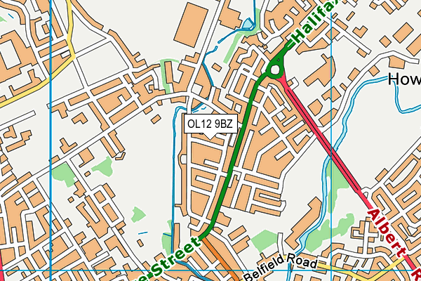 OL12 9BZ map - OS VectorMap District (Ordnance Survey)