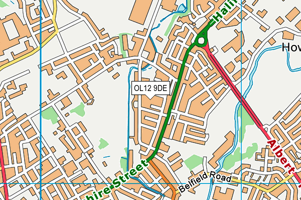 OL12 9DE map - OS VectorMap District (Ordnance Survey)