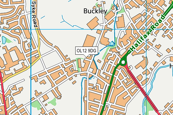 OL12 9DG map - OS VectorMap District (Ordnance Survey)