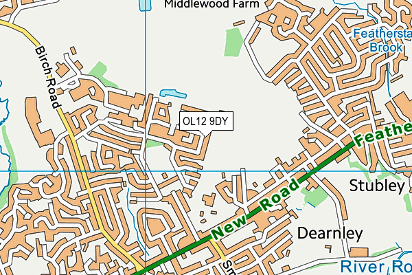 OL12 9DY map - OS VectorMap District (Ordnance Survey)