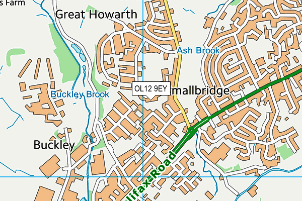 OL12 9EY map - OS VectorMap District (Ordnance Survey)