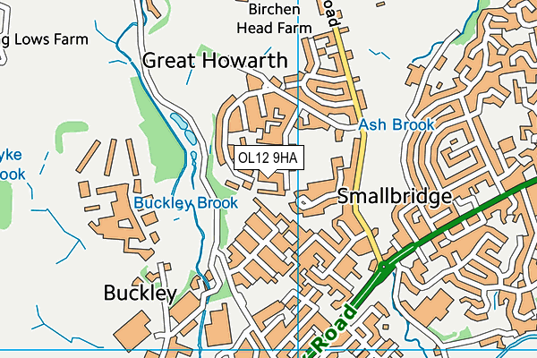 OL12 9HA map - OS VectorMap District (Ordnance Survey)