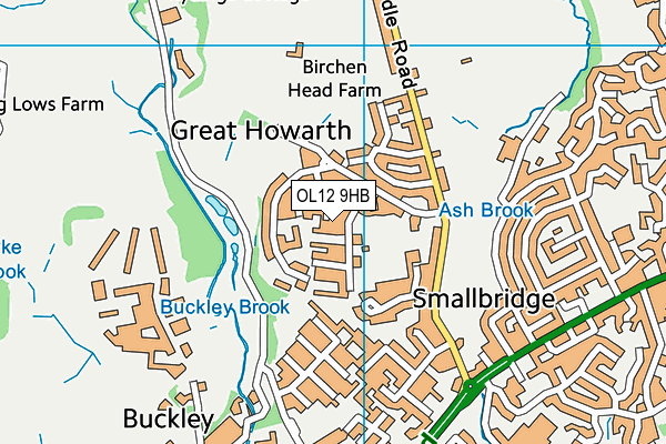 OL12 9HB map - OS VectorMap District (Ordnance Survey)