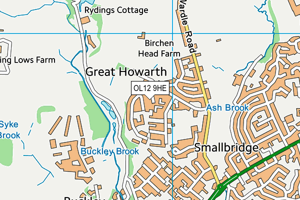 OL12 9HE map - OS VectorMap District (Ordnance Survey)