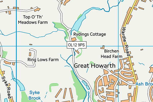 OL12 9PS map - OS VectorMap District (Ordnance Survey)