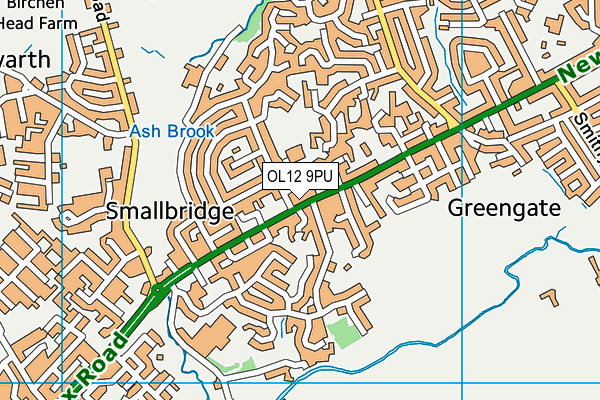 OL12 9PU map - OS VectorMap District (Ordnance Survey)