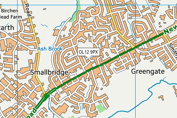 OL12 9PX map - OS VectorMap District (Ordnance Survey)