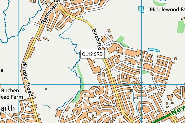 Wardle Academy map (OL12 9RD) - OS VectorMap District (Ordnance Survey)