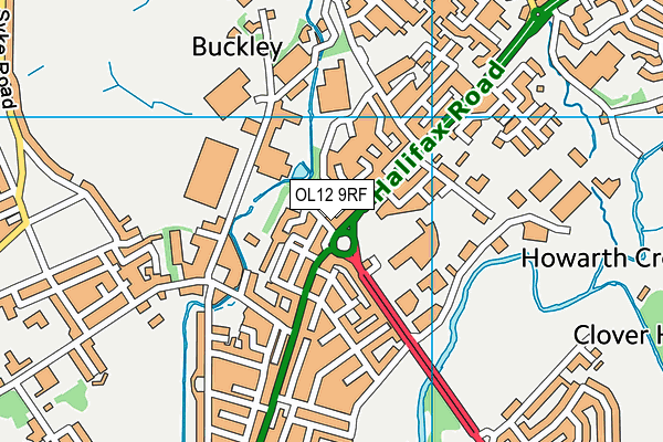 OL12 9RF map - OS VectorMap District (Ordnance Survey)