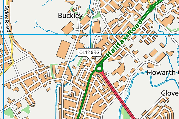 OL12 9RG map - OS VectorMap District (Ordnance Survey)