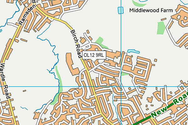 OL12 9RL map - OS VectorMap District (Ordnance Survey)