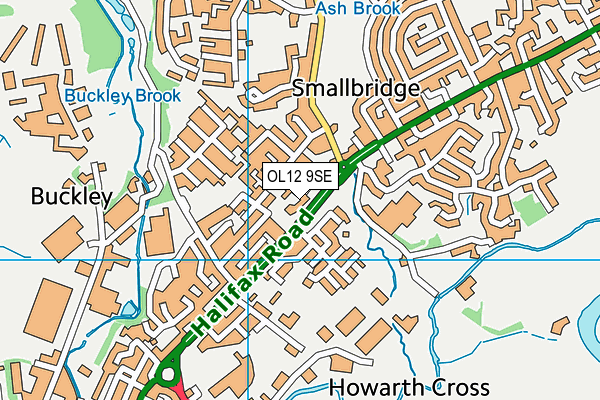 OL12 9SE map - OS VectorMap District (Ordnance Survey)