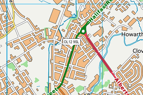 OL12 9SL map - OS VectorMap District (Ordnance Survey)