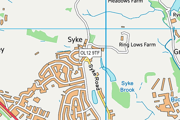 OL12 9TF map - OS VectorMap District (Ordnance Survey)