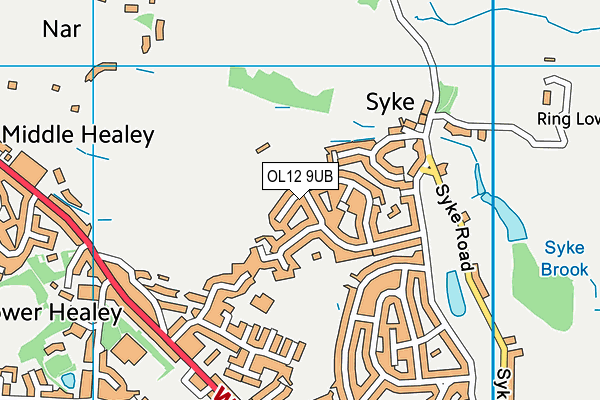 OL12 9UB map - OS VectorMap District (Ordnance Survey)