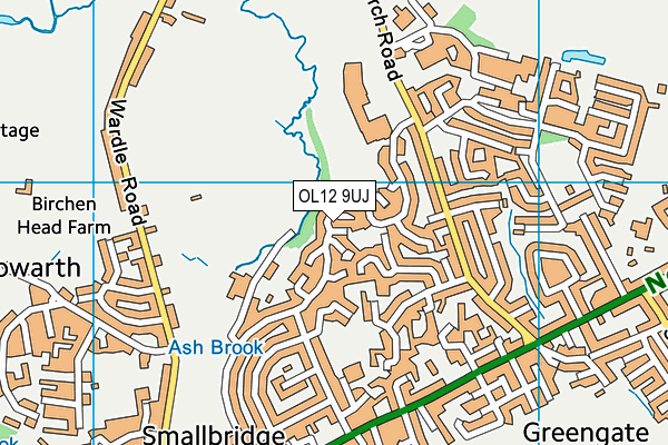 OL12 9UJ map - OS VectorMap District (Ordnance Survey)