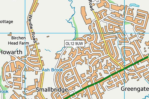 OL12 9UW map - OS VectorMap District (Ordnance Survey)