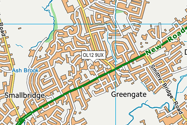 OL12 9UX map - OS VectorMap District (Ordnance Survey)