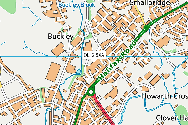 OL12 9XA map - OS VectorMap District (Ordnance Survey)