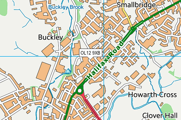 OL12 9XB map - OS VectorMap District (Ordnance Survey)