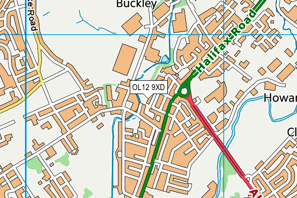 OL12 9XD map - OS VectorMap District (Ordnance Survey)