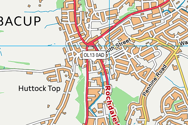 OL13 0AD map - OS VectorMap District (Ordnance Survey)