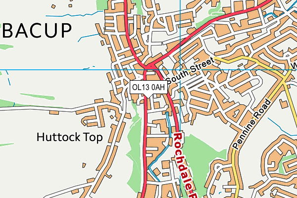 OL13 0AH map - OS VectorMap District (Ordnance Survey)