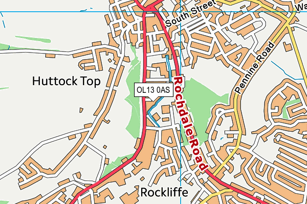 OL13 0AS map - OS VectorMap District (Ordnance Survey)