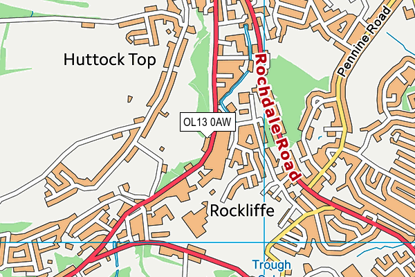 OL13 0AW map - OS VectorMap District (Ordnance Survey)