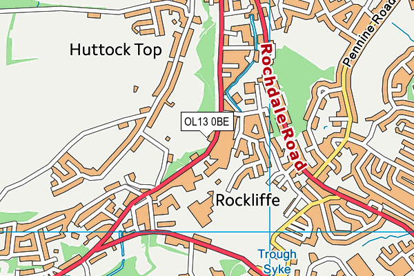 OL13 0BE map - OS VectorMap District (Ordnance Survey)