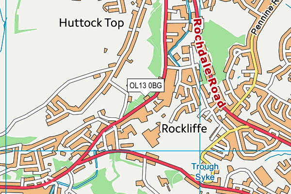 OL13 0BG map - OS VectorMap District (Ordnance Survey)