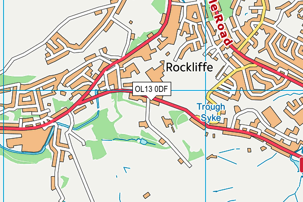 OL13 0DF map - OS VectorMap District (Ordnance Survey)