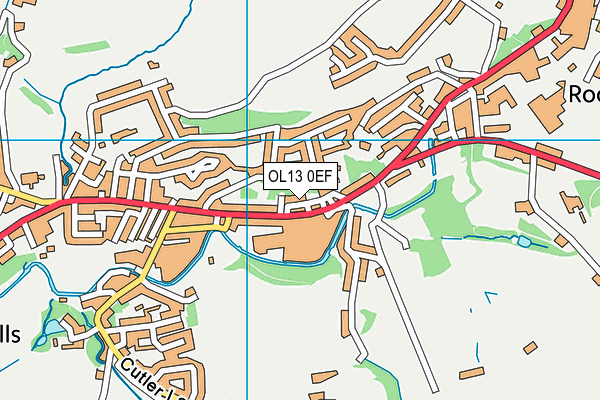 OL13 0EF map - OS VectorMap District (Ordnance Survey)