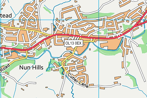 OL13 0EX map - OS VectorMap District (Ordnance Survey)