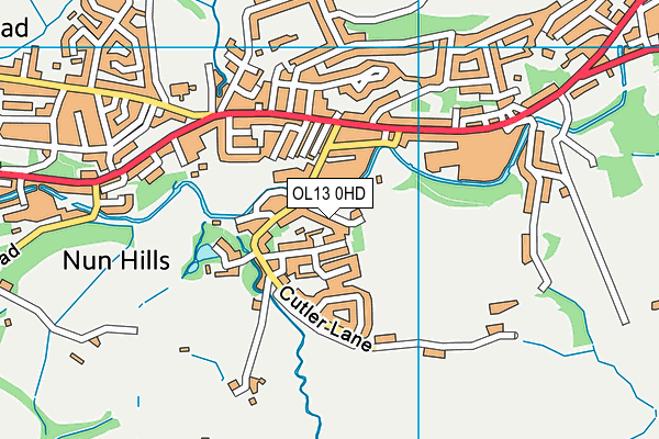 OL13 0HD map - OS VectorMap District (Ordnance Survey)