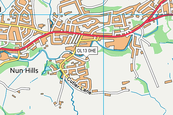 OL13 0HE map - OS VectorMap District (Ordnance Survey)