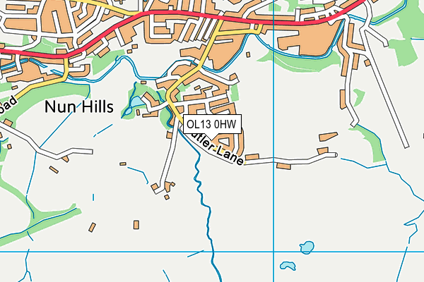 OL13 0HW map - OS VectorMap District (Ordnance Survey)