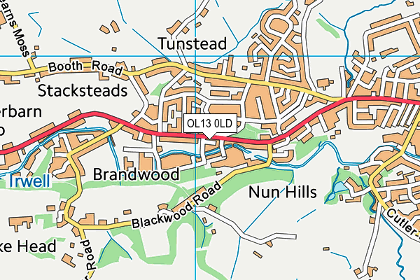 OL13 0LD map - OS VectorMap District (Ordnance Survey)