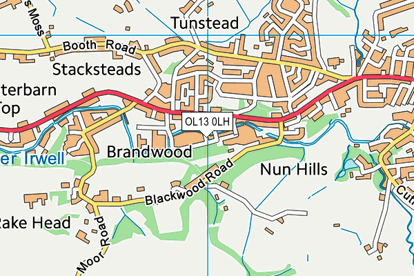 OL13 0LH map - OS VectorMap District (Ordnance Survey)