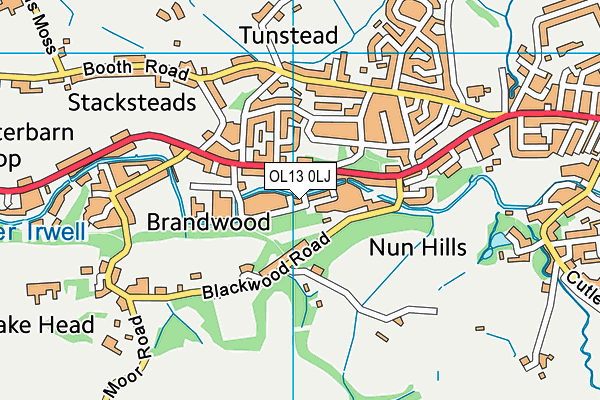 OL13 0LJ map - OS VectorMap District (Ordnance Survey)