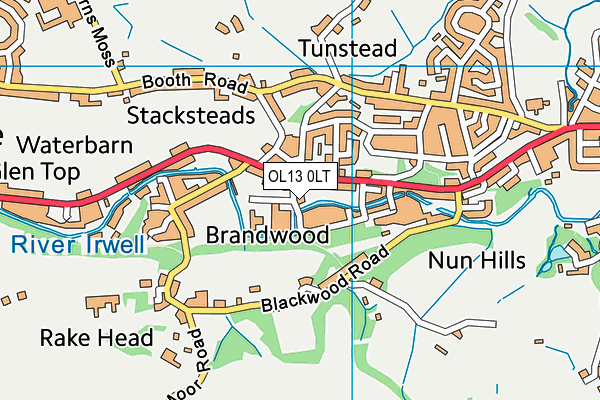 OL13 0LT map - OS VectorMap District (Ordnance Survey)