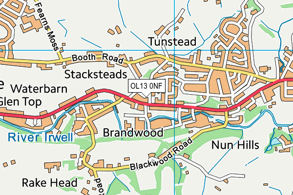 OL13 0NF map - OS VectorMap District (Ordnance Survey)