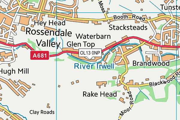 OL13 0NP map - OS VectorMap District (Ordnance Survey)