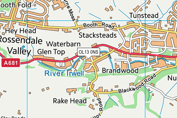 OL13 0NS map - OS VectorMap District (Ordnance Survey)