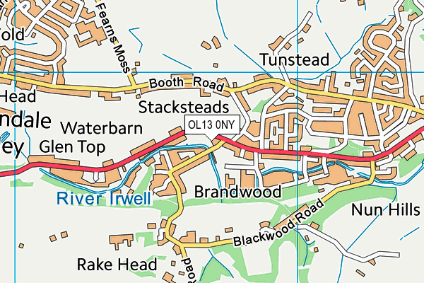 OL13 0NY map - OS VectorMap District (Ordnance Survey)