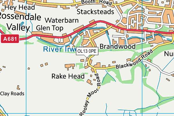 OL13 0PE map - OS VectorMap District (Ordnance Survey)