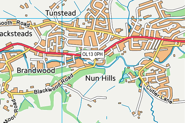 OL13 0PH map - OS VectorMap District (Ordnance Survey)