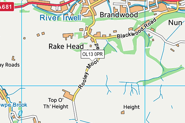 OL13 0PR map - OS VectorMap District (Ordnance Survey)